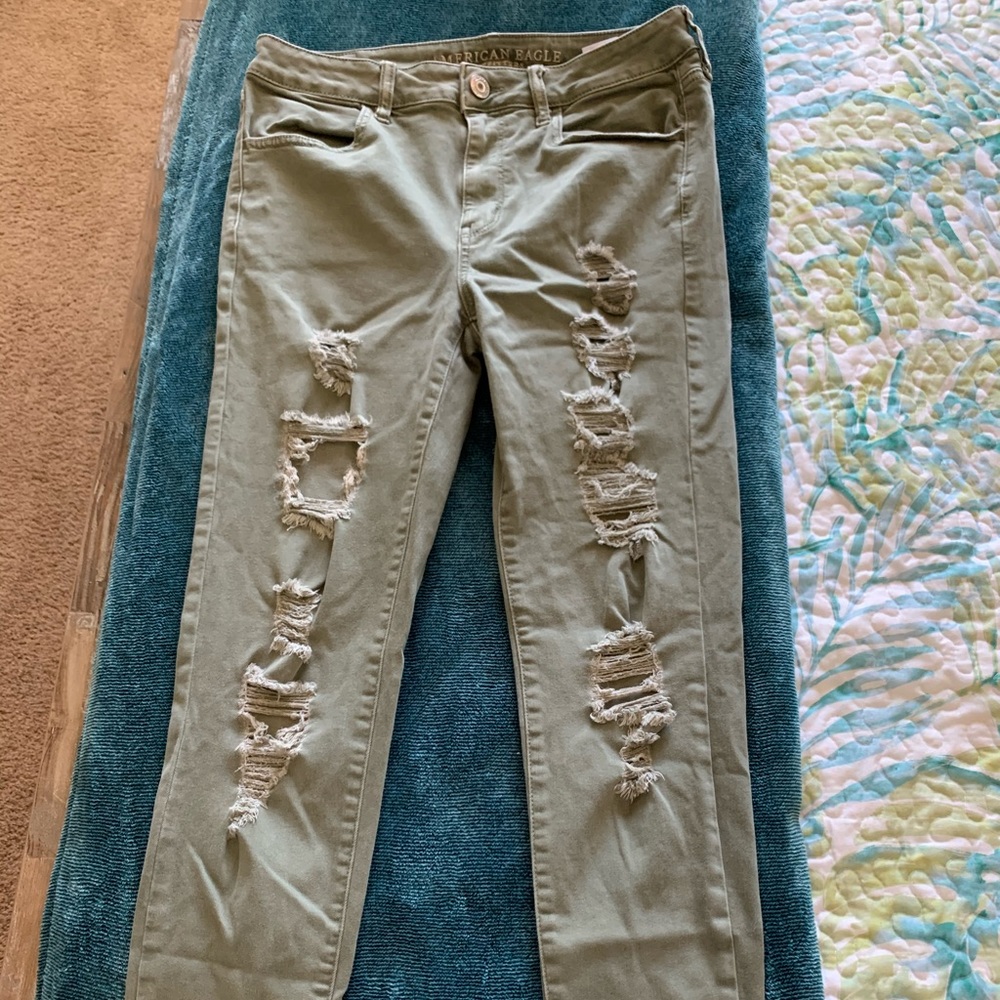Ripped Army green Jeans